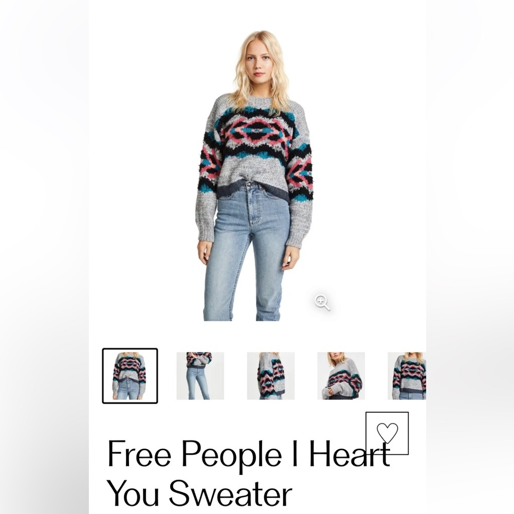Free People I Heart You Sweater Size Large